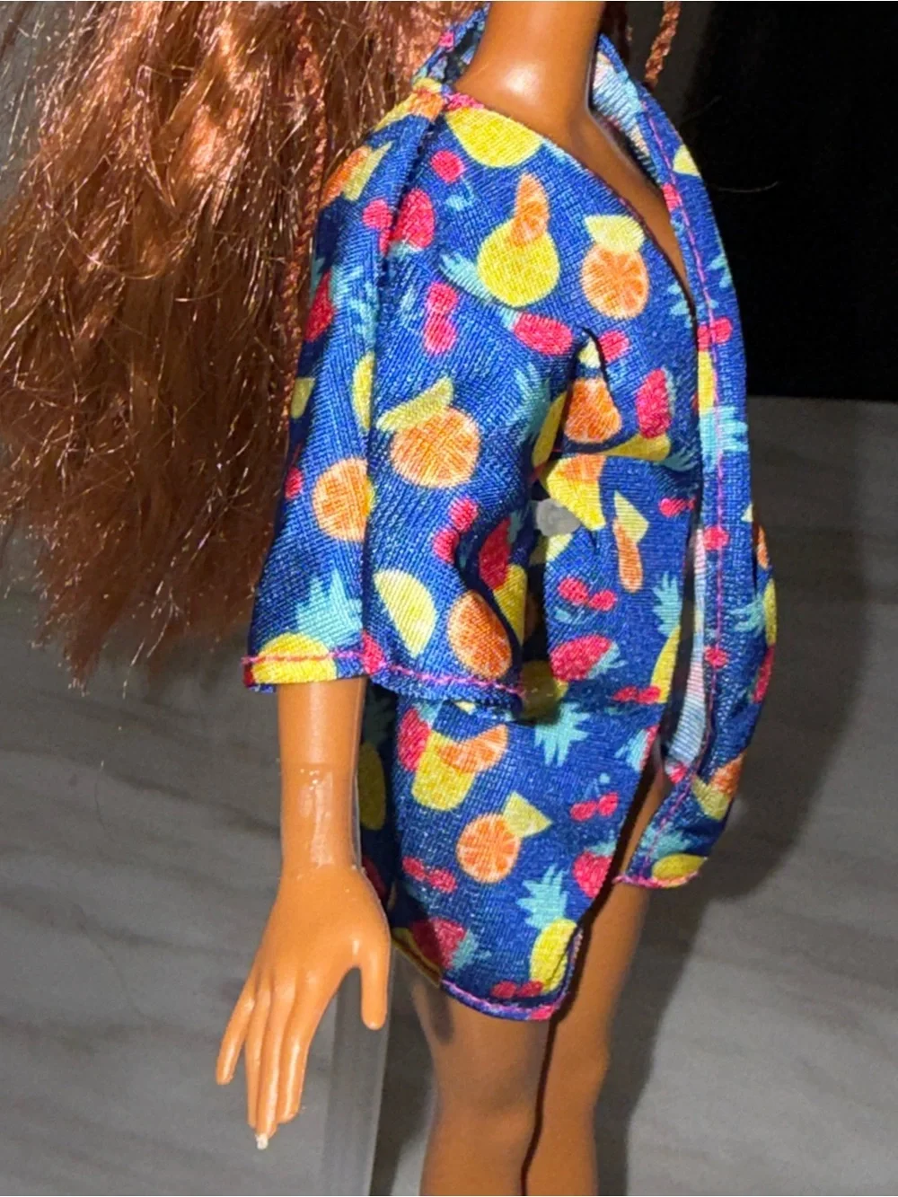 Barbie Mattel Skipper size cover up blue with fruits